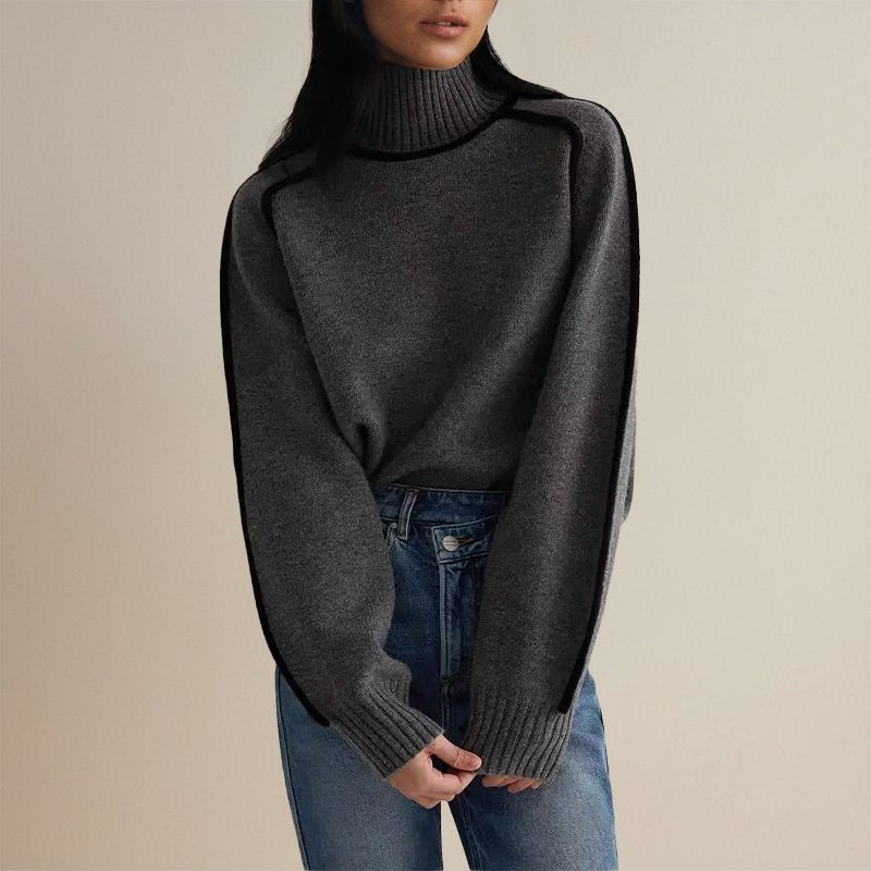 Ella | Maglione a Collo Alto con Accento Nero