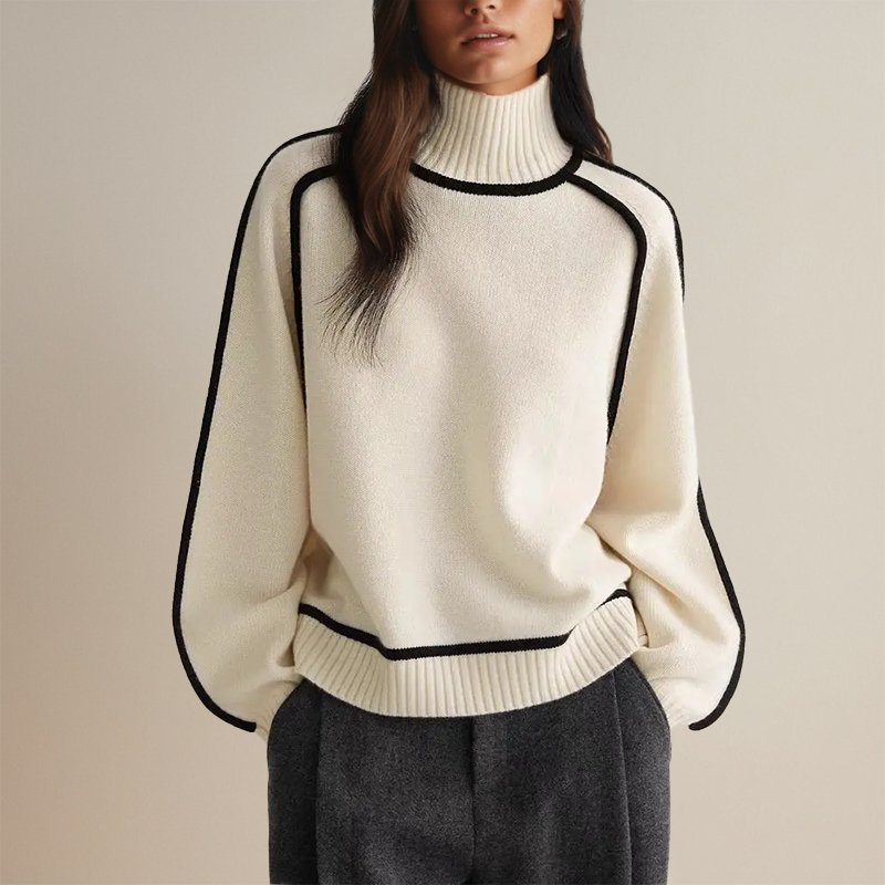 Ella | Maglione a Collo Alto con Accento Nero