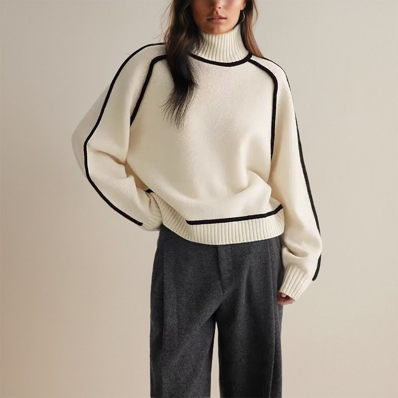 Ella | Maglione a Collo Alto con Accento Nero