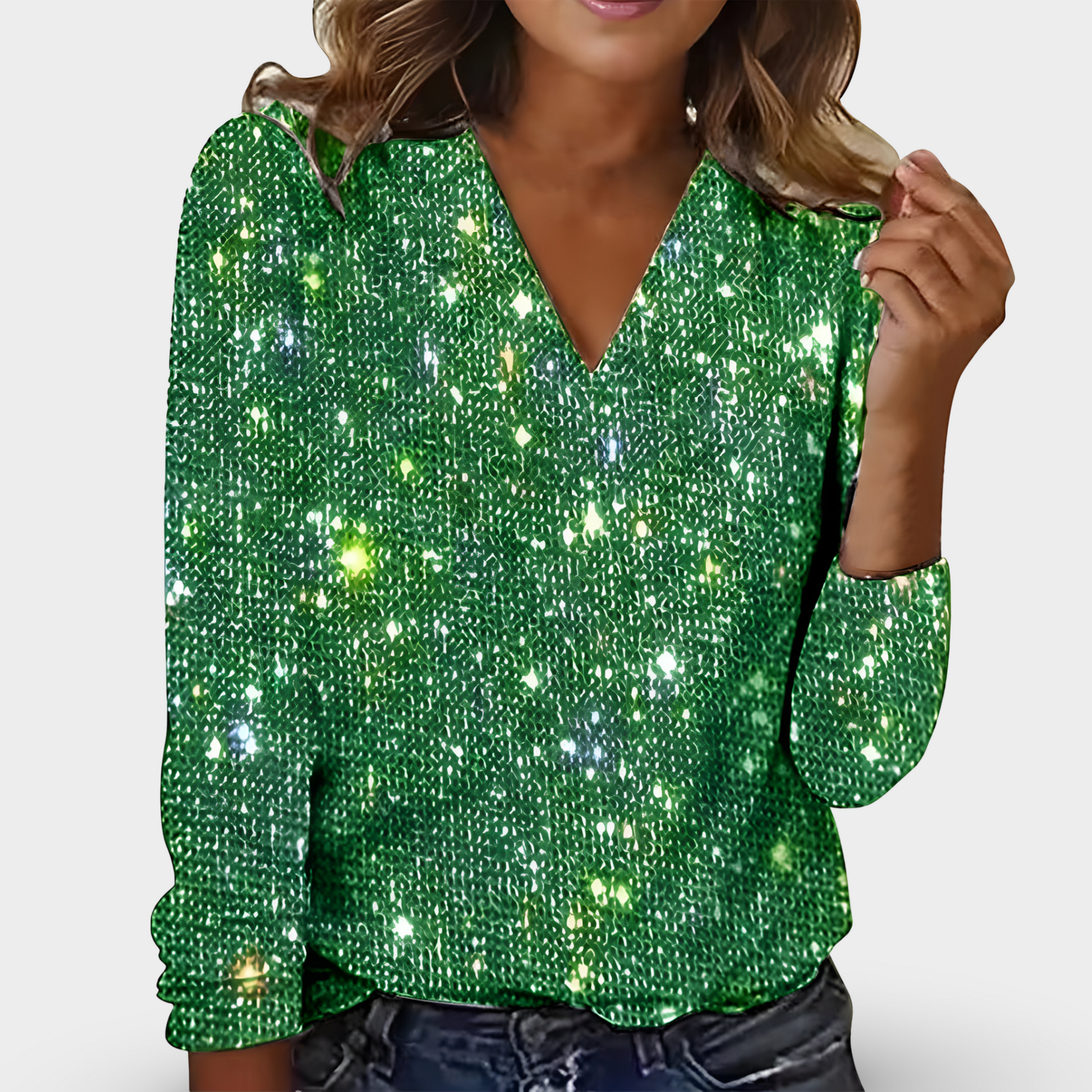 Victoria | Blusa con Scollatura a V e Dettaglio a Diamante
