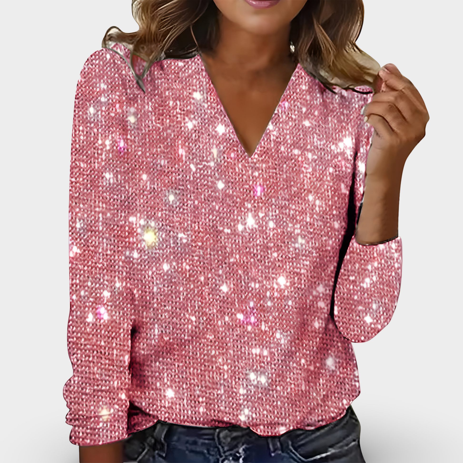 Victoria | Blusa con Scollatura a V e Dettaglio a Diamante
