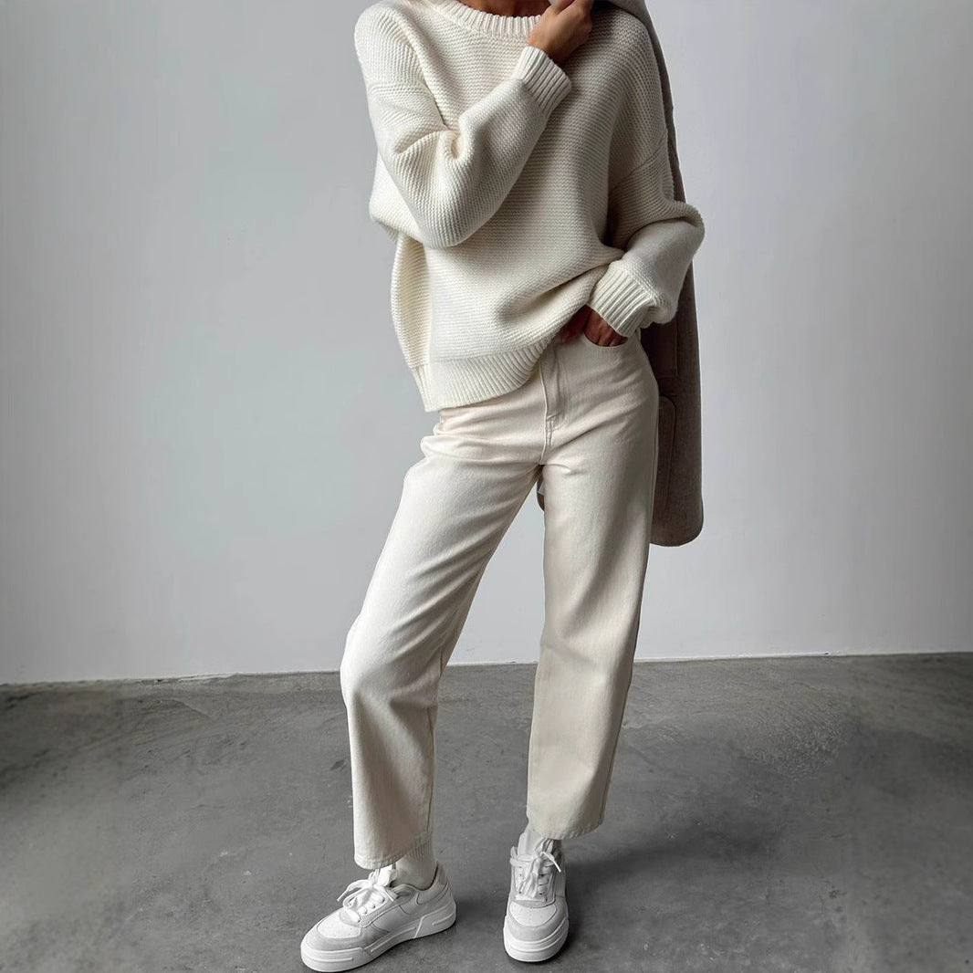 Eva | Maglione a Maglia con Collo Rotondo e Maniche Lunghe