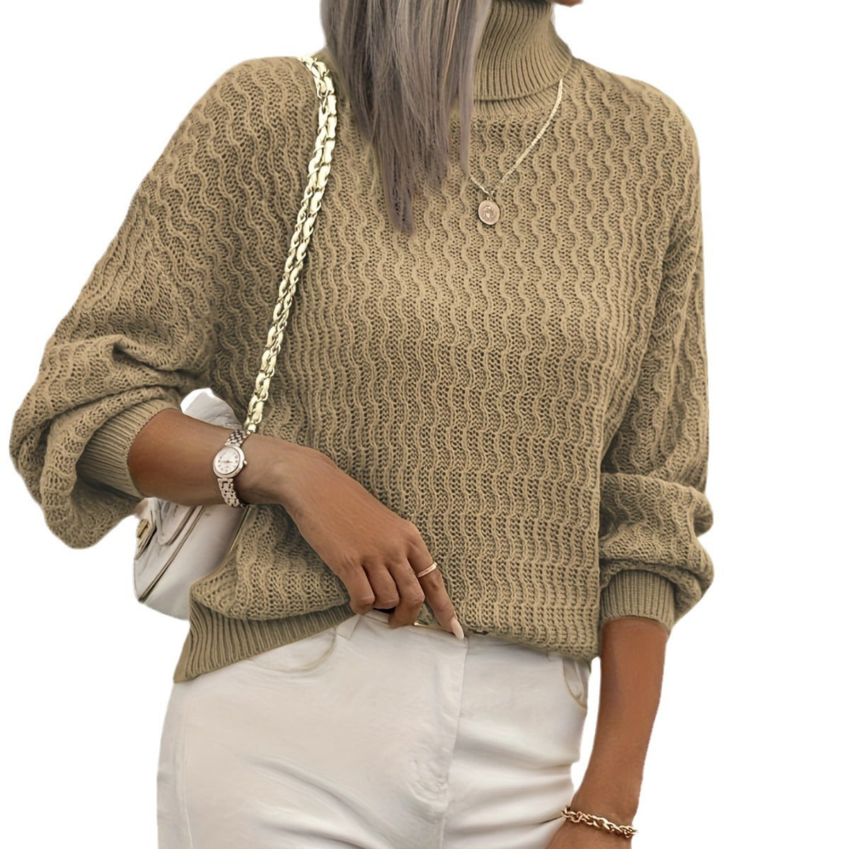 Chantal | Maglione a Maglia con Collo Alto 