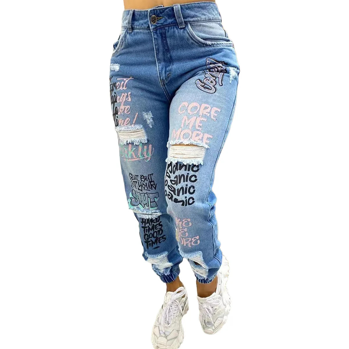 Joyce | Jeans Strappati con Stampa
