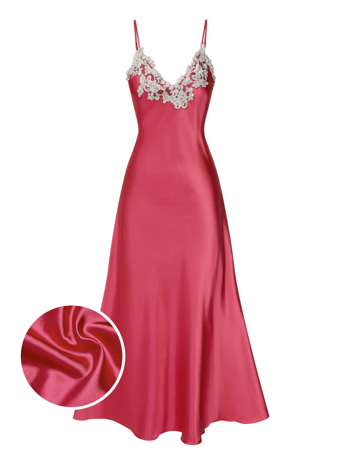 Lisa | Camicia da Notte in Satin Artificiale Ricamato