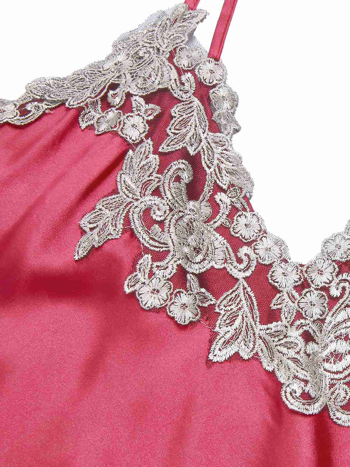 Lisa | Camicia da Notte in Satin Artificiale Ricamato 