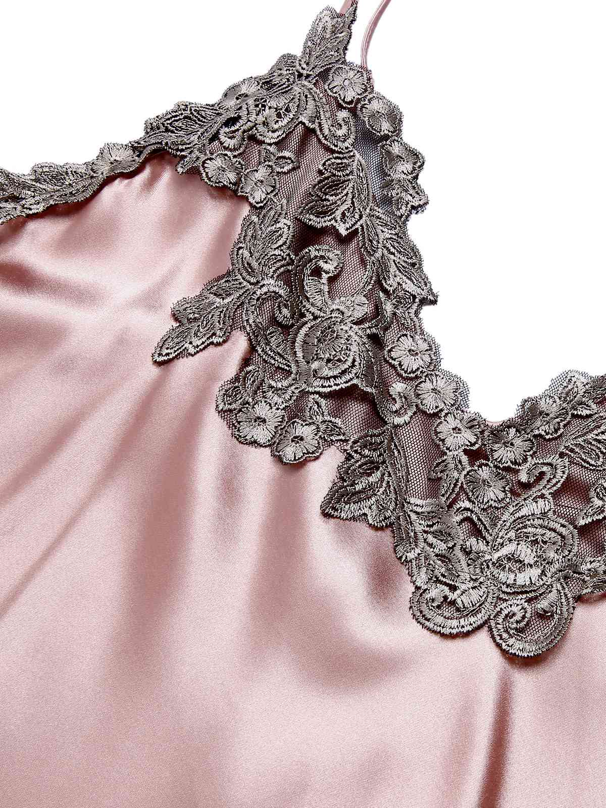 Lisa | Camicia da Notte in Satin Artificiale Ricamato 