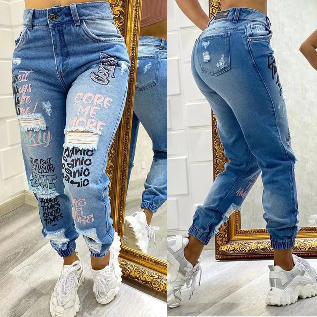 Joyce | Jeans Strappati con Stampa