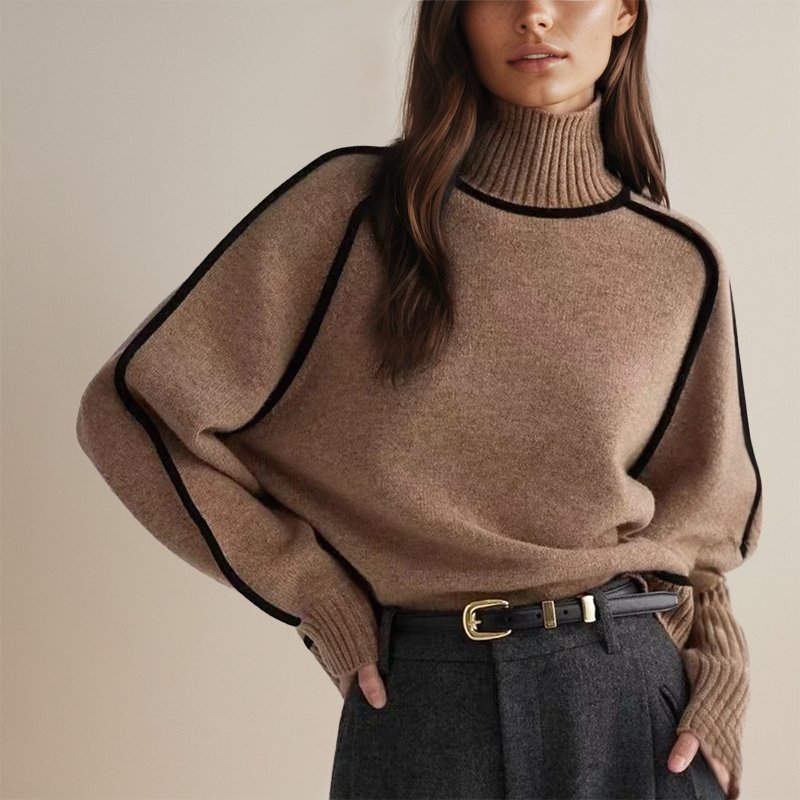 Ella | Maglione a Collo Alto con Accento Nero