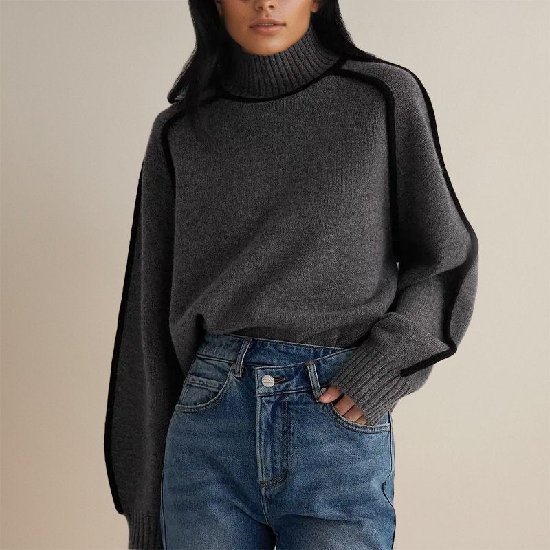 Ella | Maglione a Collo Alto con Accento Nero