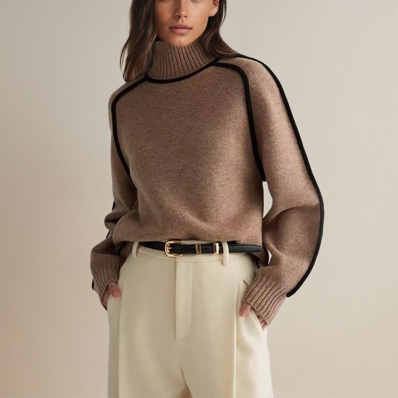 Ella | Maglione a Collo Alto con Accento Nero