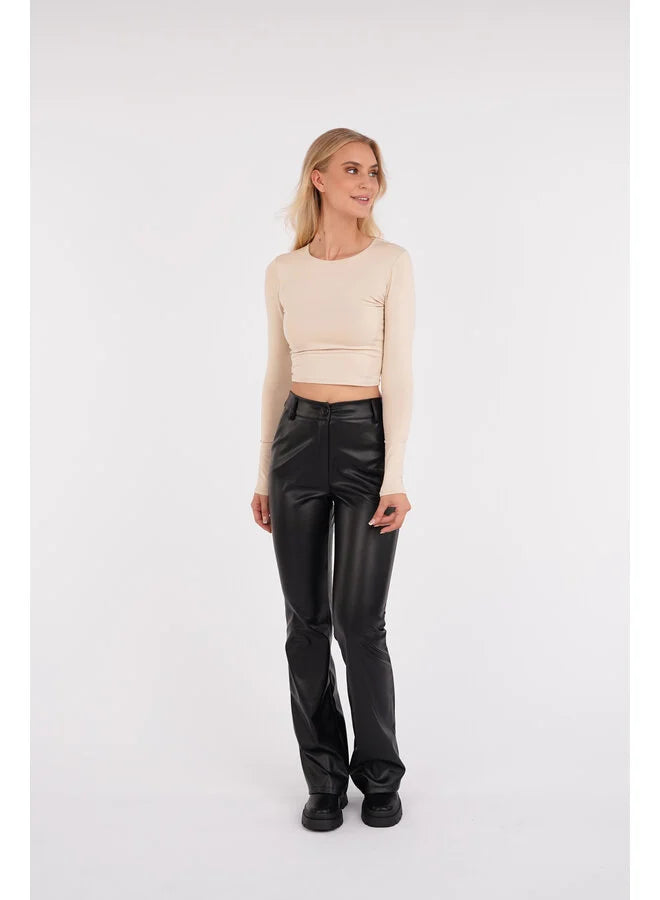 Tessa | Eleganti Pantaloni in Pelle a Zampa di Elefante 