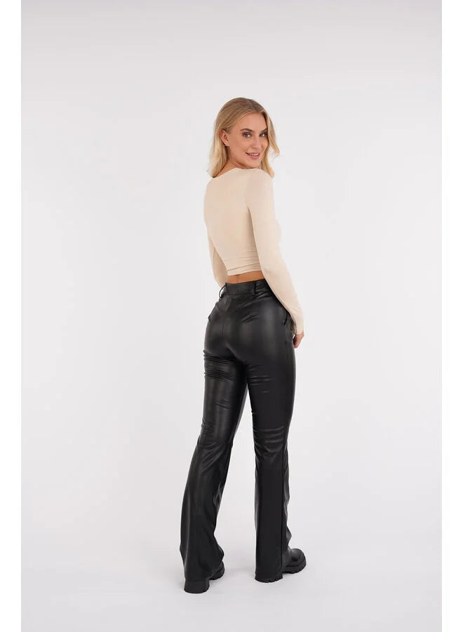 Tessa | Eleganti Pantaloni in Pelle a Zampa di Elefante 
